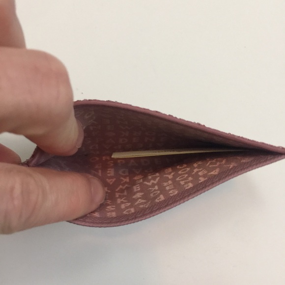 NWT Kate Spade Card Wallet Glitter Pink Peony - Picture 3 of 8